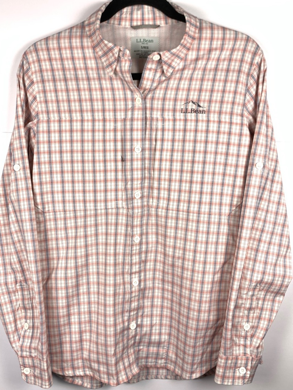 LL Bean Womens S Hiking Shirt Plaid Vented Fishing Camping Lightweight